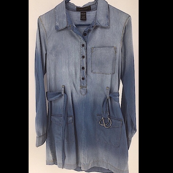 Eighty Eight Premium Sz Small Chambray Mini Dress - Picture 1 of 11